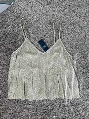 Abercrombie & Fitch Light Green Floral Spaghetti-Strap Camisole